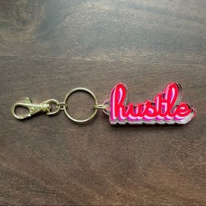 🆕 Red & Pink Hustle Keychain with Gold-Tone Hardware